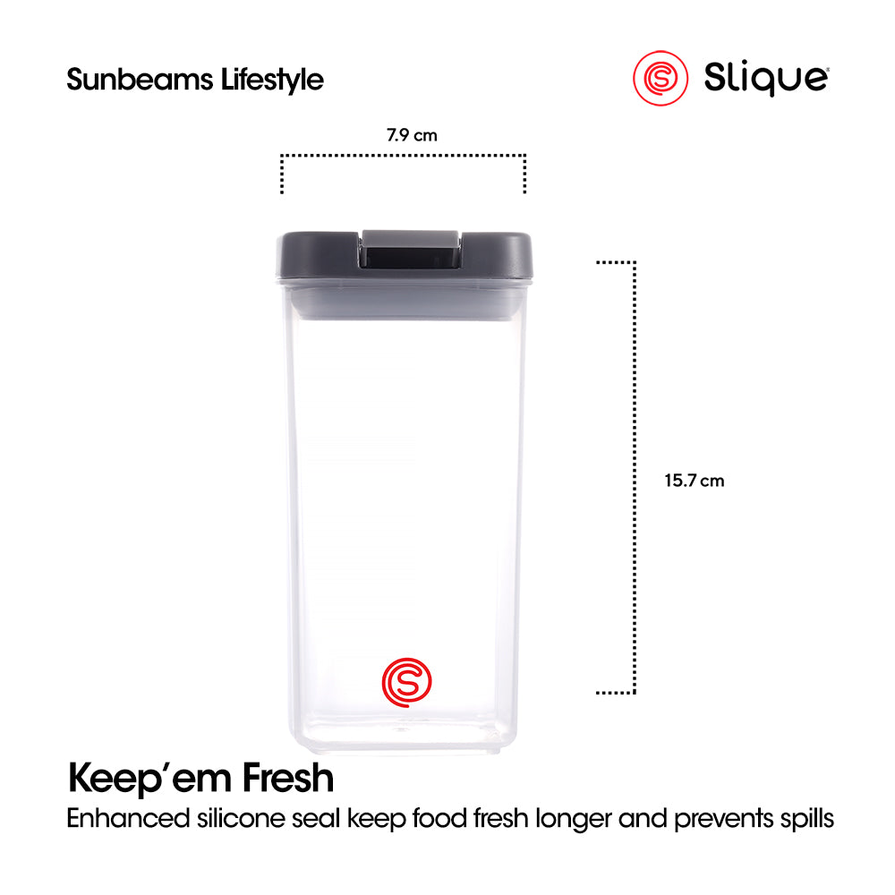 SLIQUE Premium PP Square Food Container 650ml|0.65L Airtight (Grey)