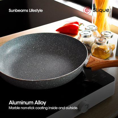 SLIQUE Marble Cookware Premium Multi Layer Non-Stick Marble Coating Set of 3