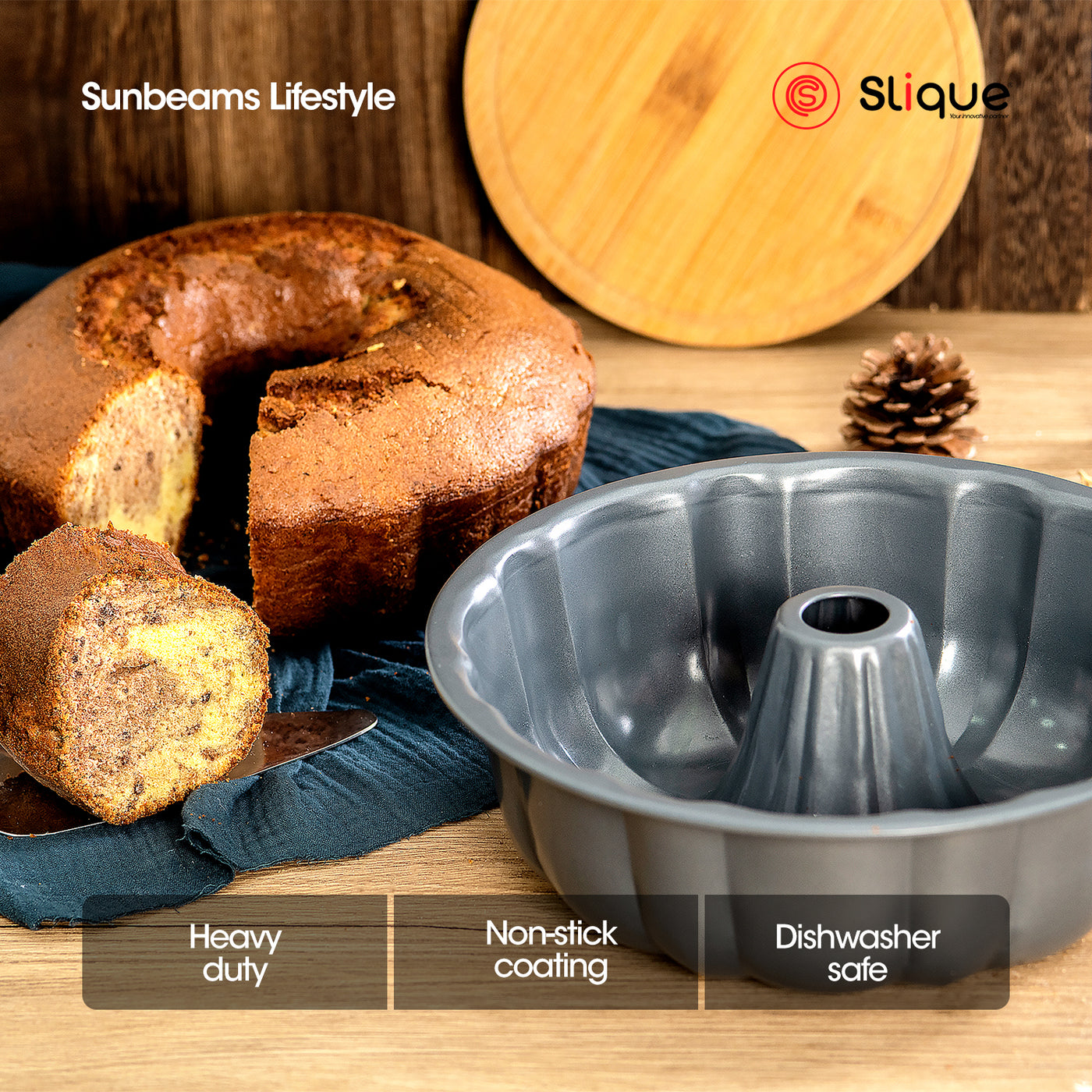 SLIQUE Premium Nonstick Bundin Form Pan (Grey) Oven Safe