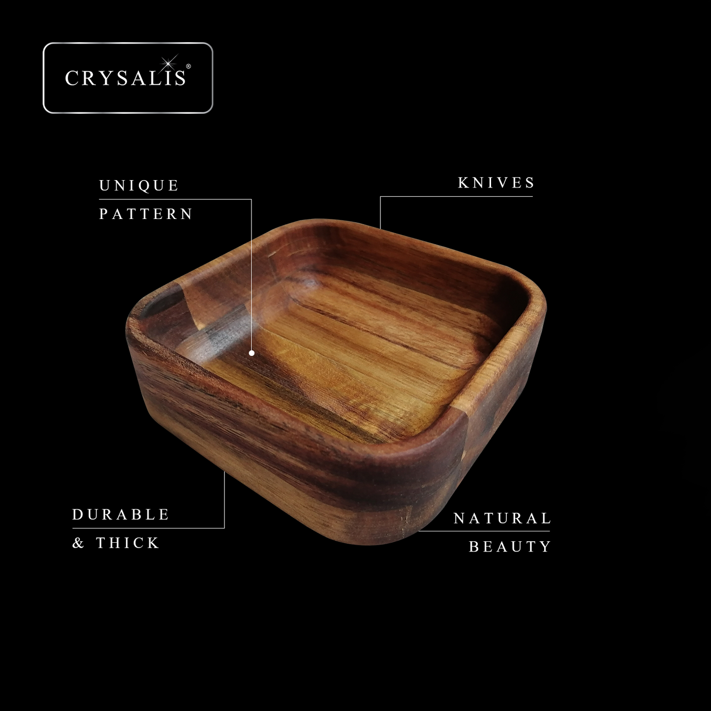 CRYSALIS PREMIUM Small Deep Bowl Acacia Wood