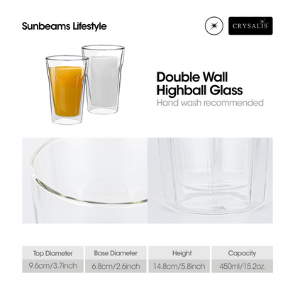 CRYSALIS Double-Wall Glass Shot Glass | Rock Glass | Highball Glass