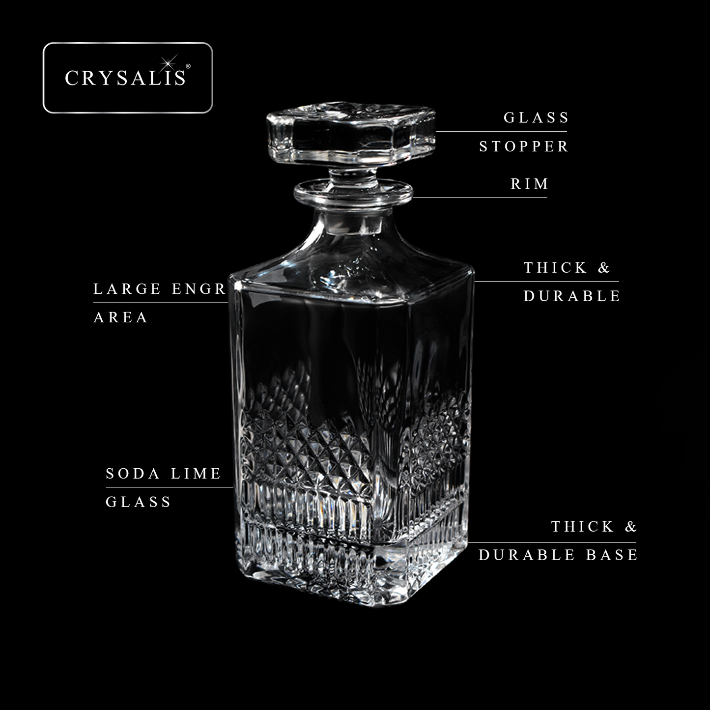 CRYSALIS Royalty Crystal Clear Glass Decanter 750ml