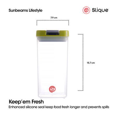 SLIQUE Premium PP Square Food Container 650ml|0.65L Airtight (Green)