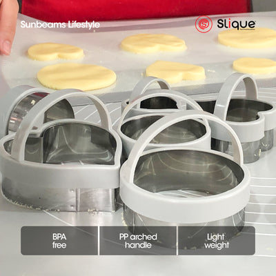 SLIQUE Premium Round & Heart Shape Cookie Cutter Set of 6