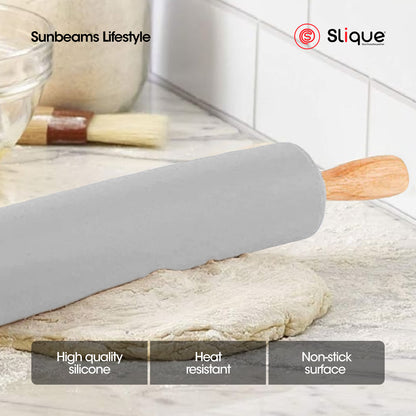 SLIQUE Premium Wood + Silicone Rolling Pin