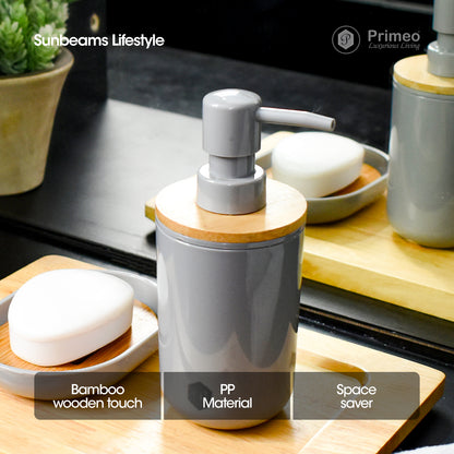 PRIMEO Premium Bamboo Soap Lotion Alcohol Dispenser