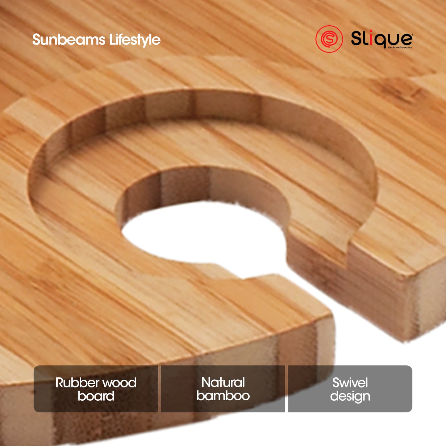 SLIQUE Premium Bamboo Cheese & Wine Glass Holder