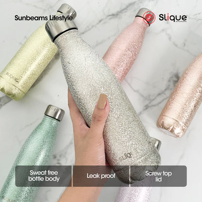 SLIQUE Stainless Steel Glitter Finish Insulated Water Bottle 500ml (White)