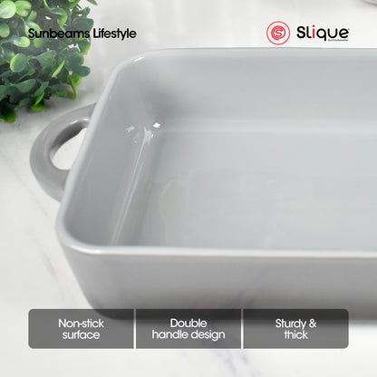 SLIQUE Premium Square Marble Glass Baking Dish 1550ml