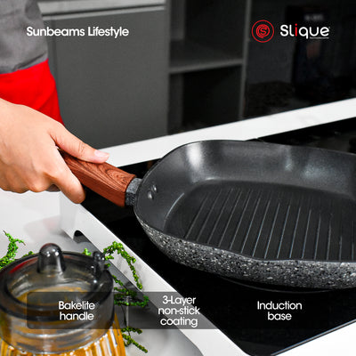 SLIQUE Premium Granite Grill Pan 24cm/28cm Non-Stick