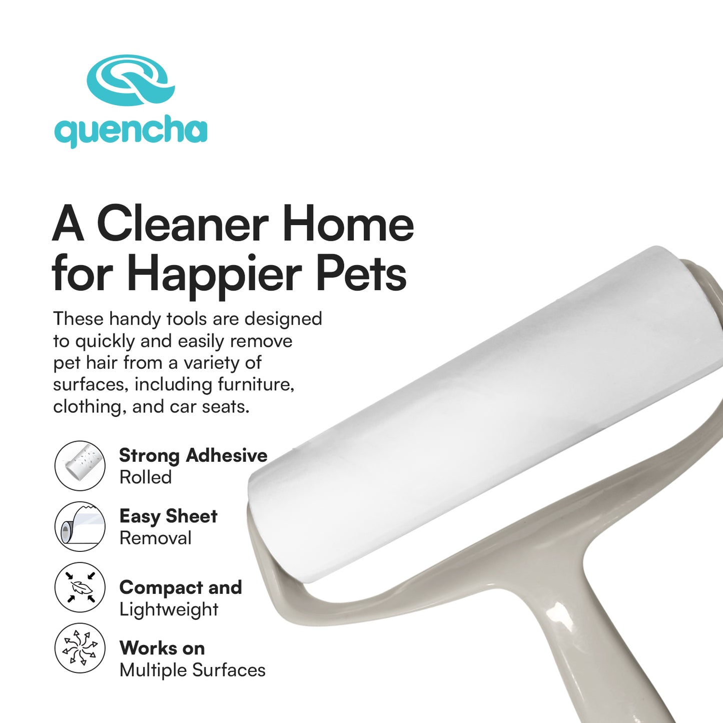 Quencha 60-Sheet Pet Hair Remover Roller