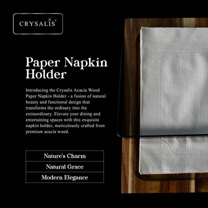 CRYSALIS PREMIUM Paper Napkin Napkin Holder - Acacia Wood