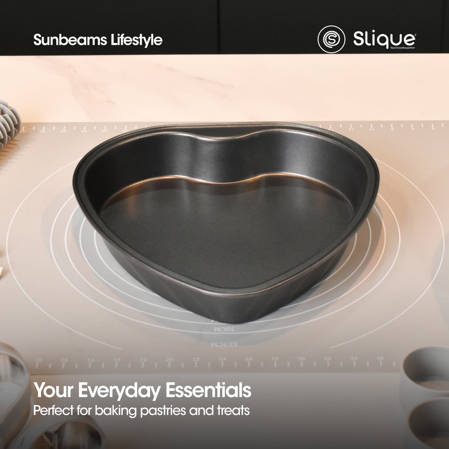 SLIQUE Premium Non-Stick Heart Shape Pan Oven Safe 27.5x26.5x4.5cm