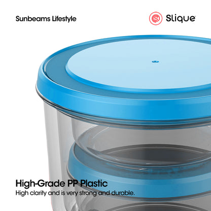 SLIQUE Premium Round Food Container Set of 4 (Aqua Green)