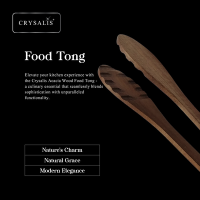 CRYSALIS PREMIUM Food Tong Food Utensils Cooking Tools - Acacia Wood
