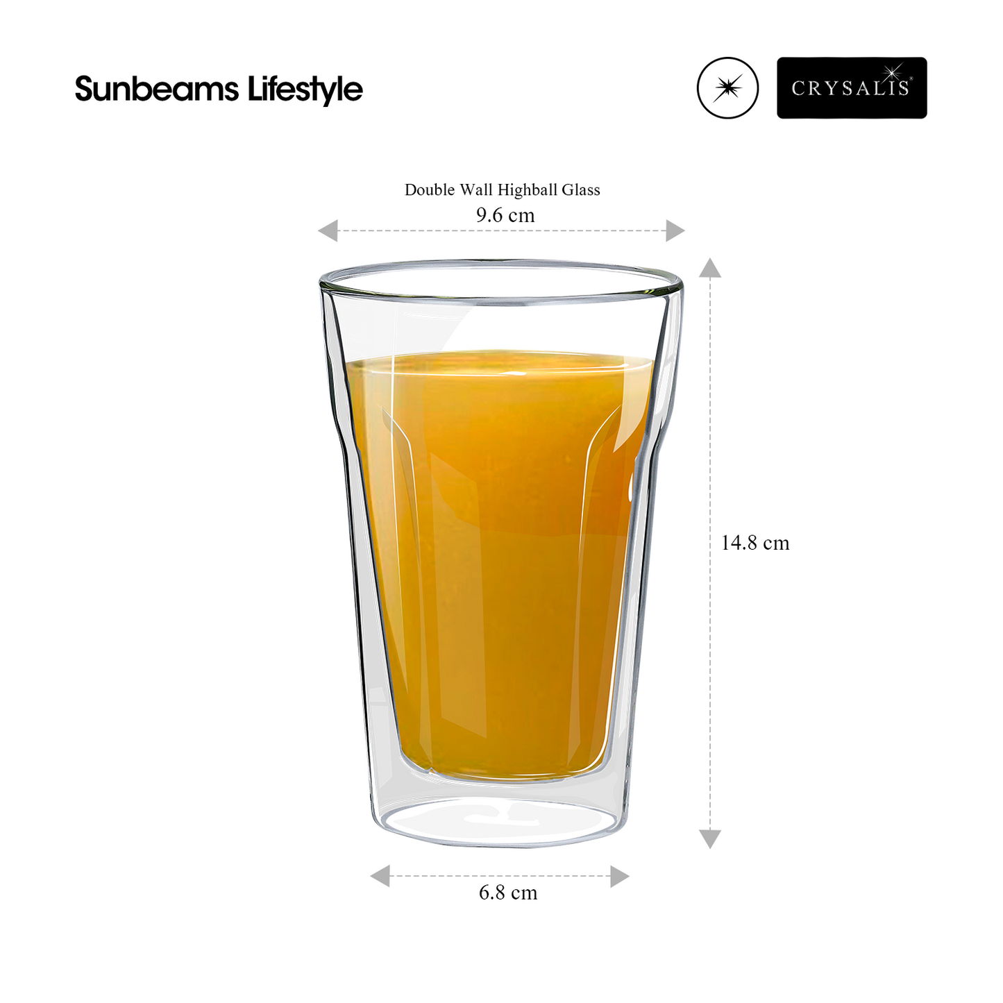 CRYSALIS Double-Wall Glass Shot Glass | Rock Glass | Highball Glass