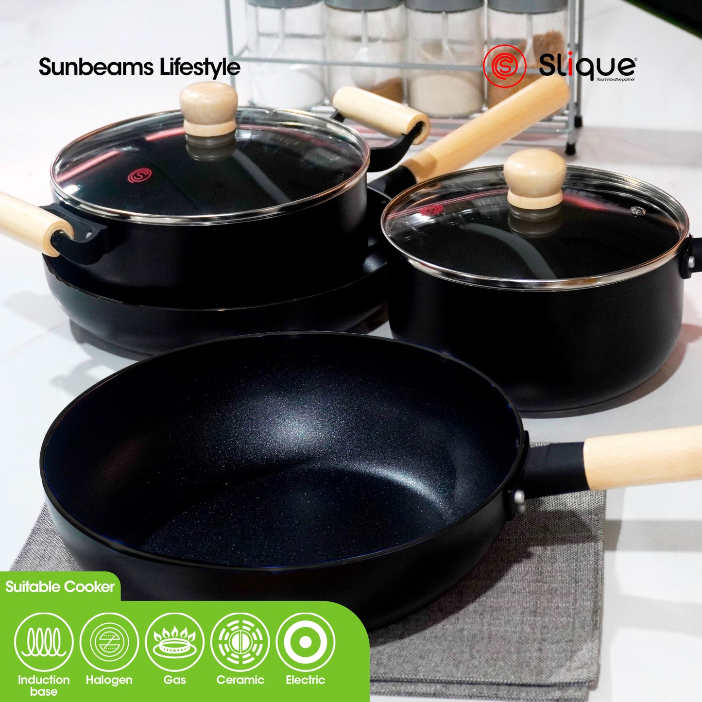 SLIQUE Premium Sauce Pan 18cm/20cm Minimal Collection