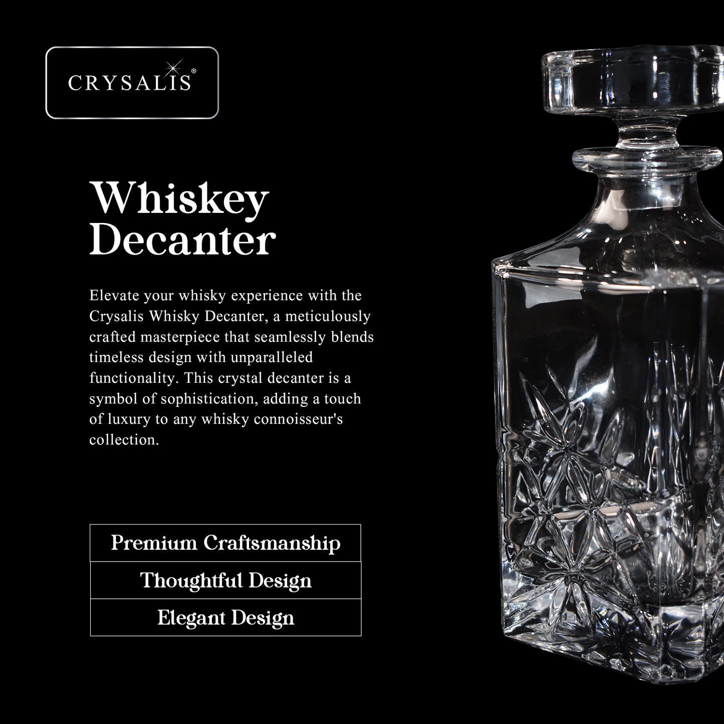 CRYSALIS Royalty Crystal Clear Glass Decanter 750ml