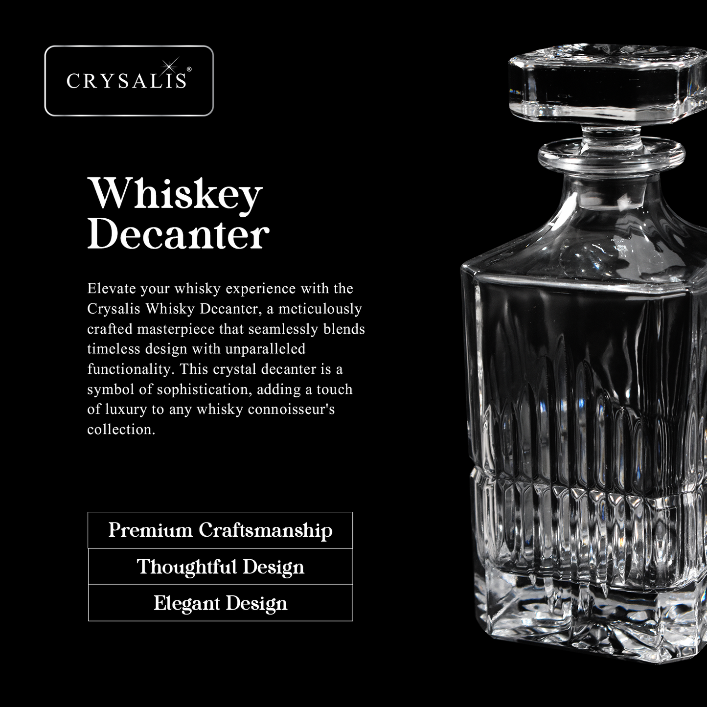 CRYSALIS Royalty Crystal Clear Glass Decanter 750ml