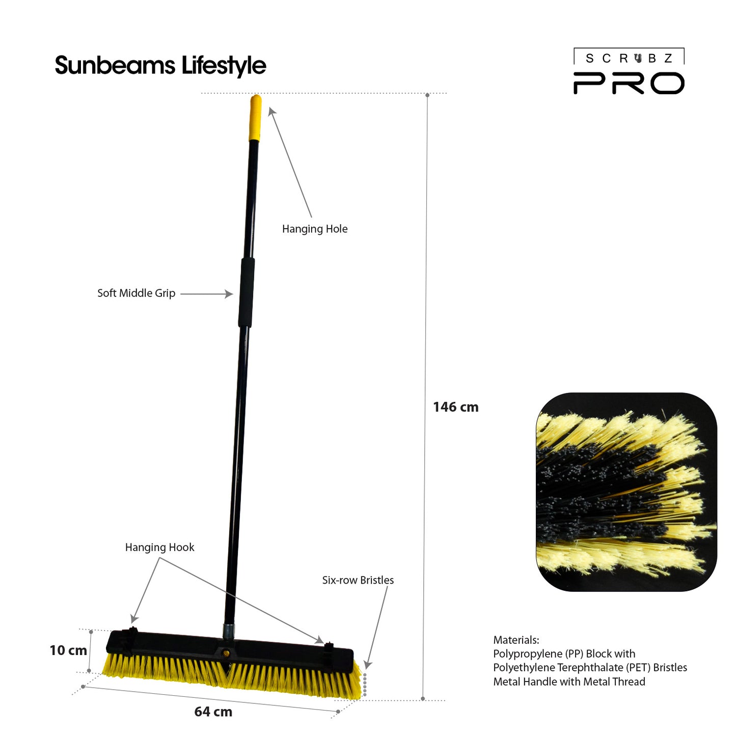 SCRUBZ Pro Bulldozer Yard Broom 24 inch Floor Brush