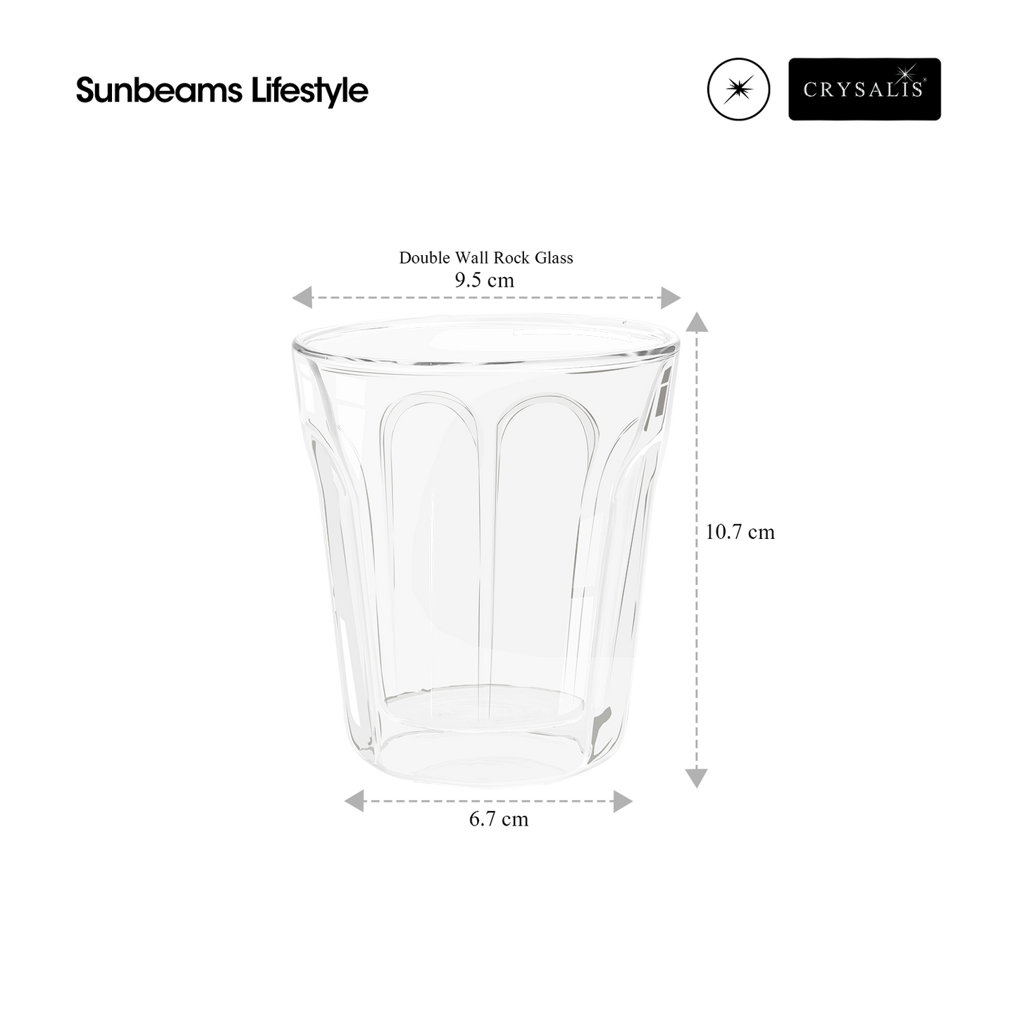 CRYSALIS Double-Wall Glass Shot Glass | Rock Glass | Highball Glass