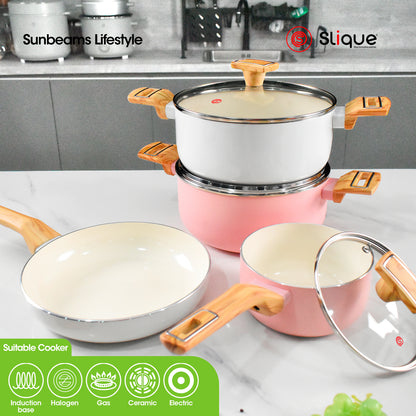 Slique Wok Stainless Steel Multi Layer Non-Stick Ceramic Coating [24cm]