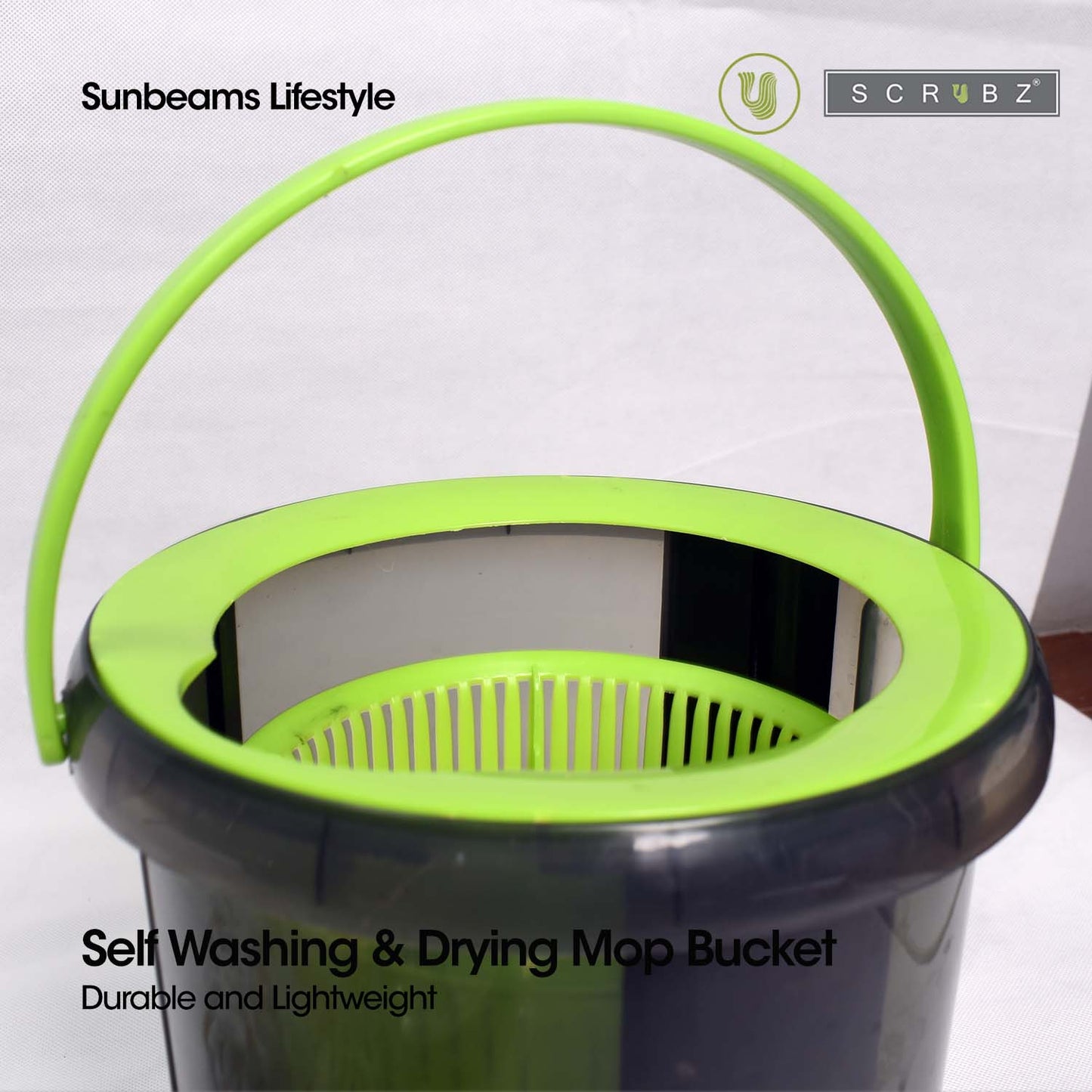 SCRUBZ Premium Microfiber 360ᴼ Spin Mop with Single Bucket