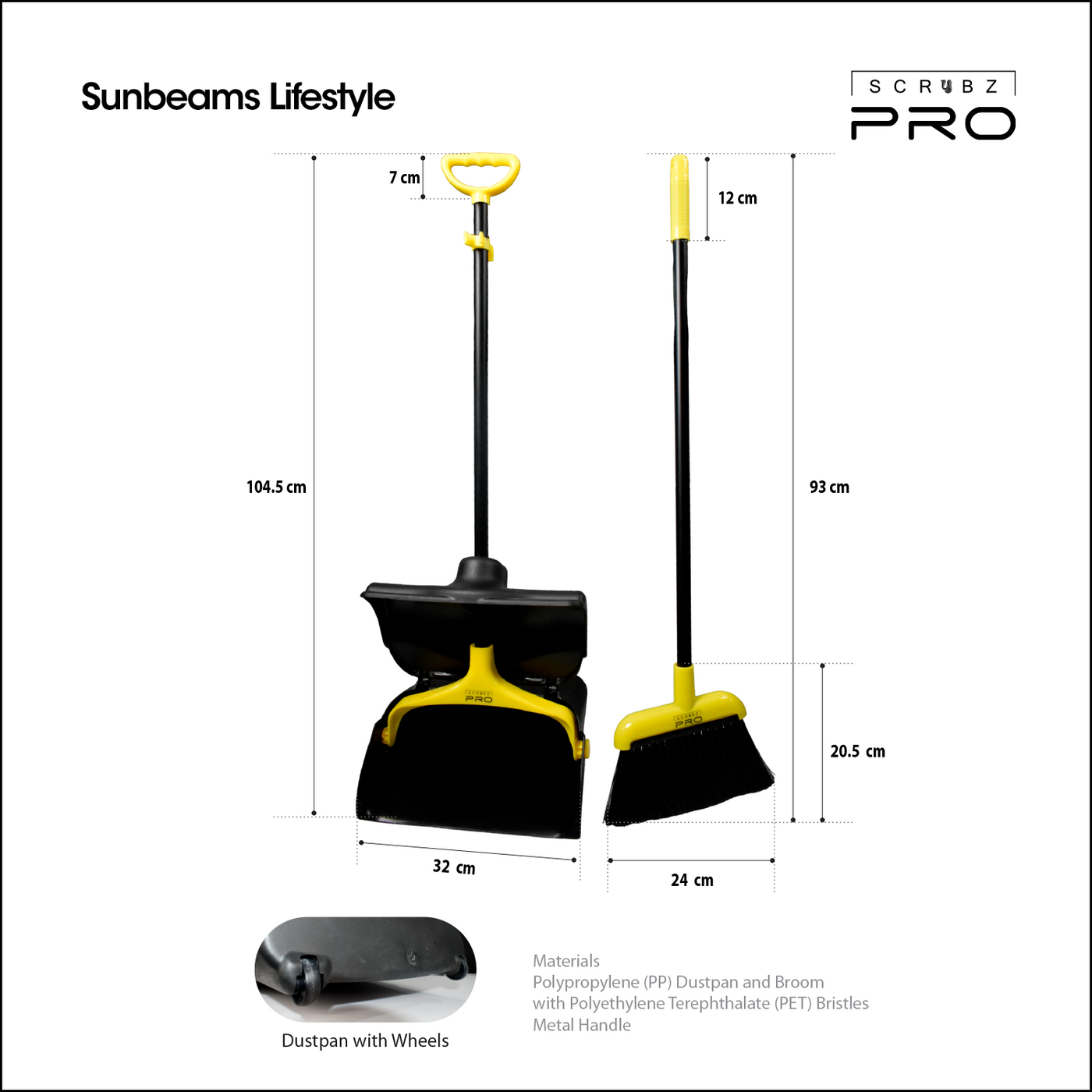SCRUBZ Pro Heavy Duty Broom and Dustpan Set