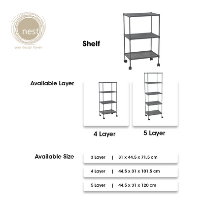 NEST DESIGN LAB Premium 3L Shelf Kitchen Organizer - Gray