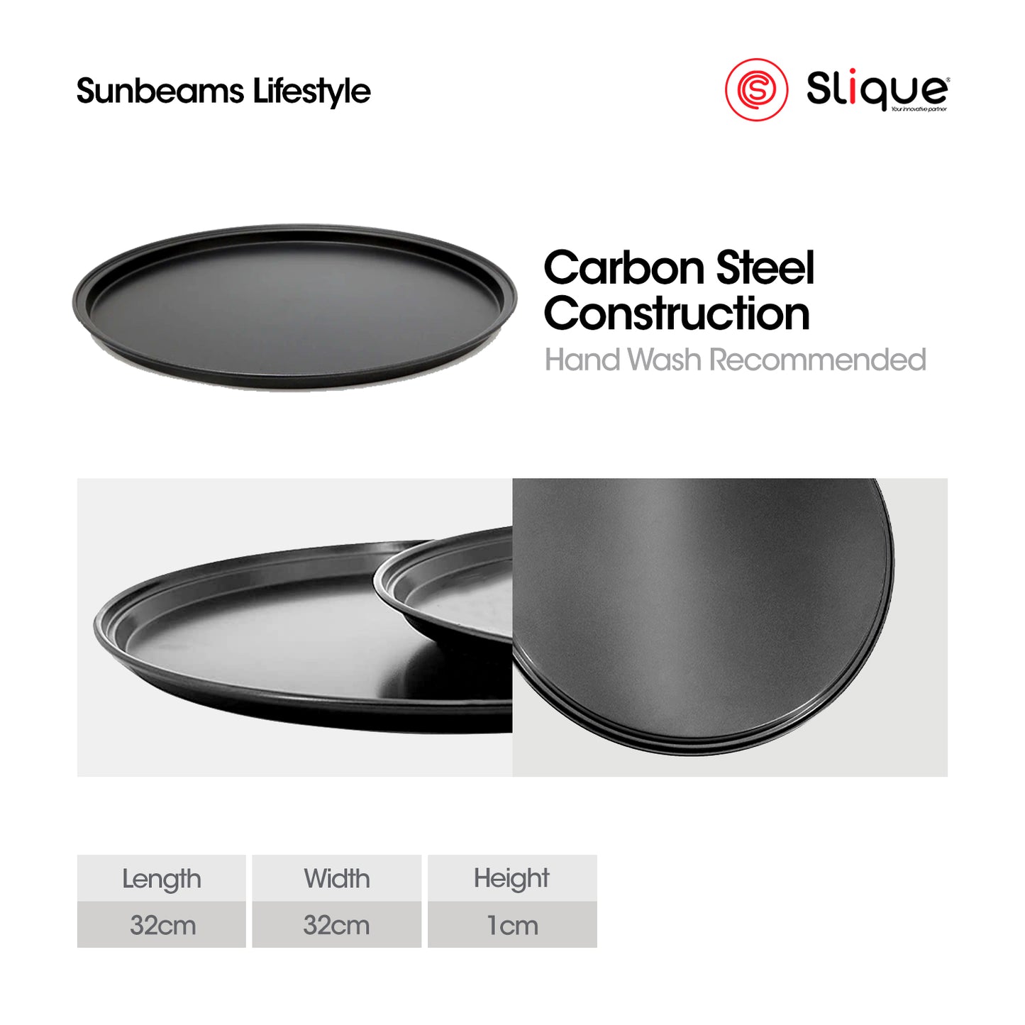 SLIQUE Pizza Pan 33x33x1cm | Oven Safe | Non-Stick