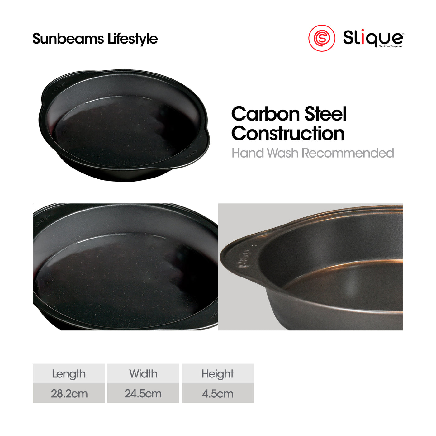 SLIQUE Premium Non-Stick Pie Pan Oven Safe