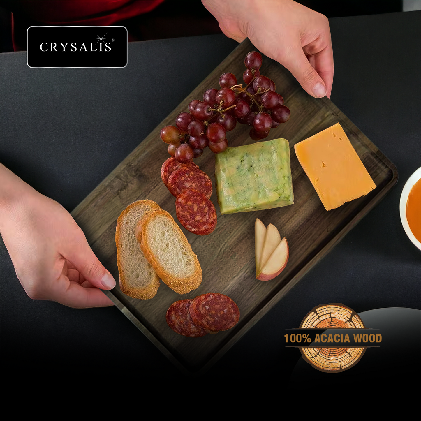 CRYSALIS PREMIUM Serving Tray Charcuterie Tray - Acacia Wood