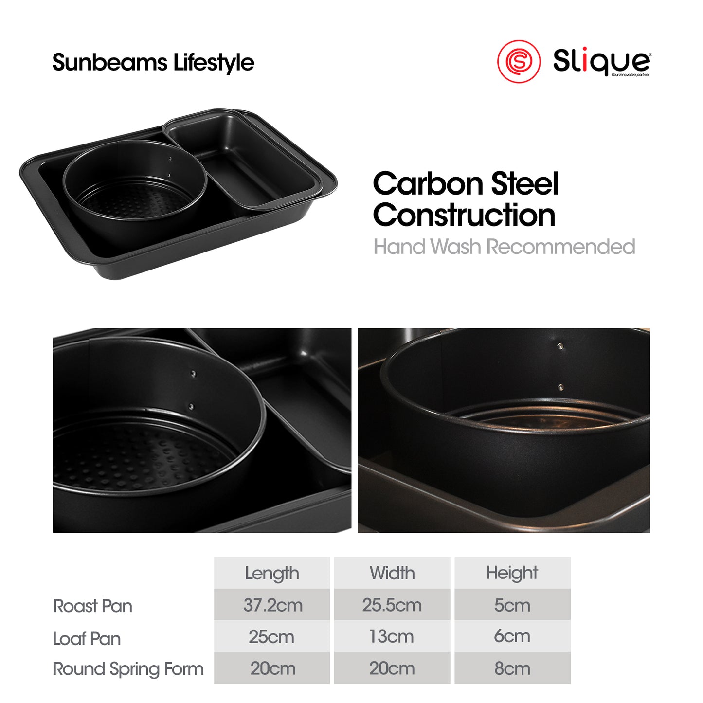 SLIQUE Premium Non-Stick Pan Set of 3