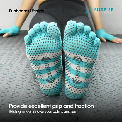 FITSPIRE Yoga Socks and Gloves Cotton Elastic Ribbon