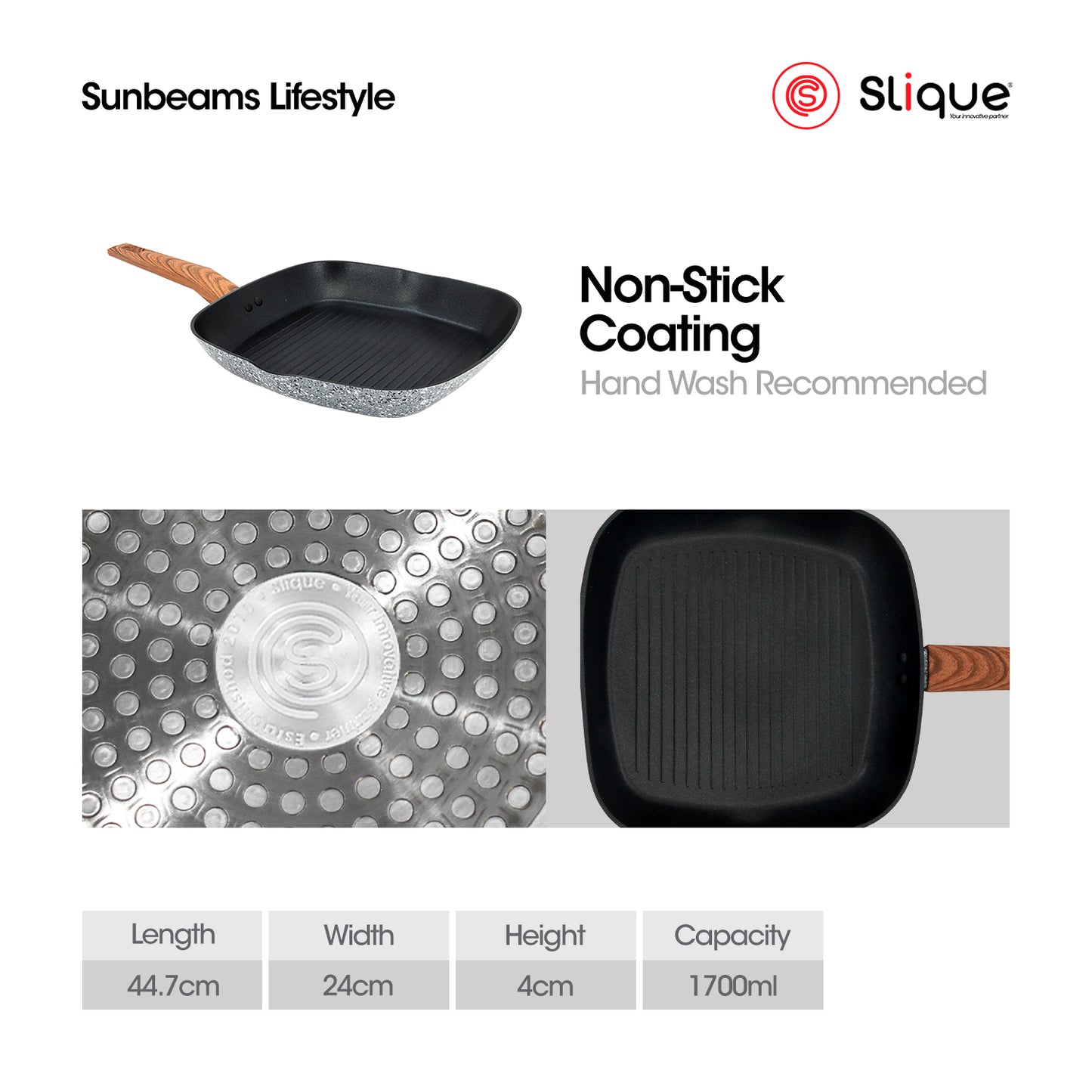 SLIQUE Premium Granite Grill Pan 24cm/28cm Non-Stick