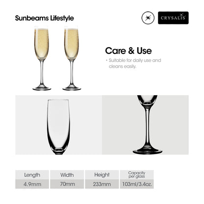 CRYSALIS Premium Flute Champagne Cocktail Glass 205ml [Set of 2]