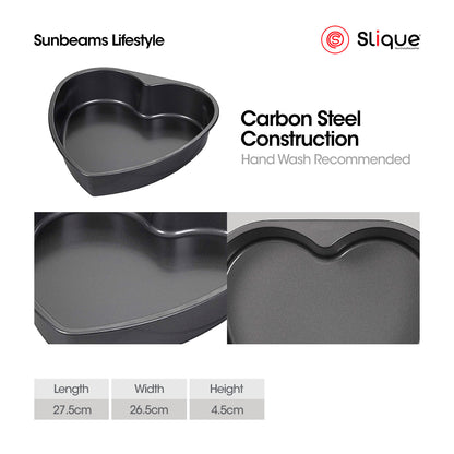 SLIQUE Premium Non-Stick Heart Shape Pan Oven Safe 27.5x26.5x4.5cm