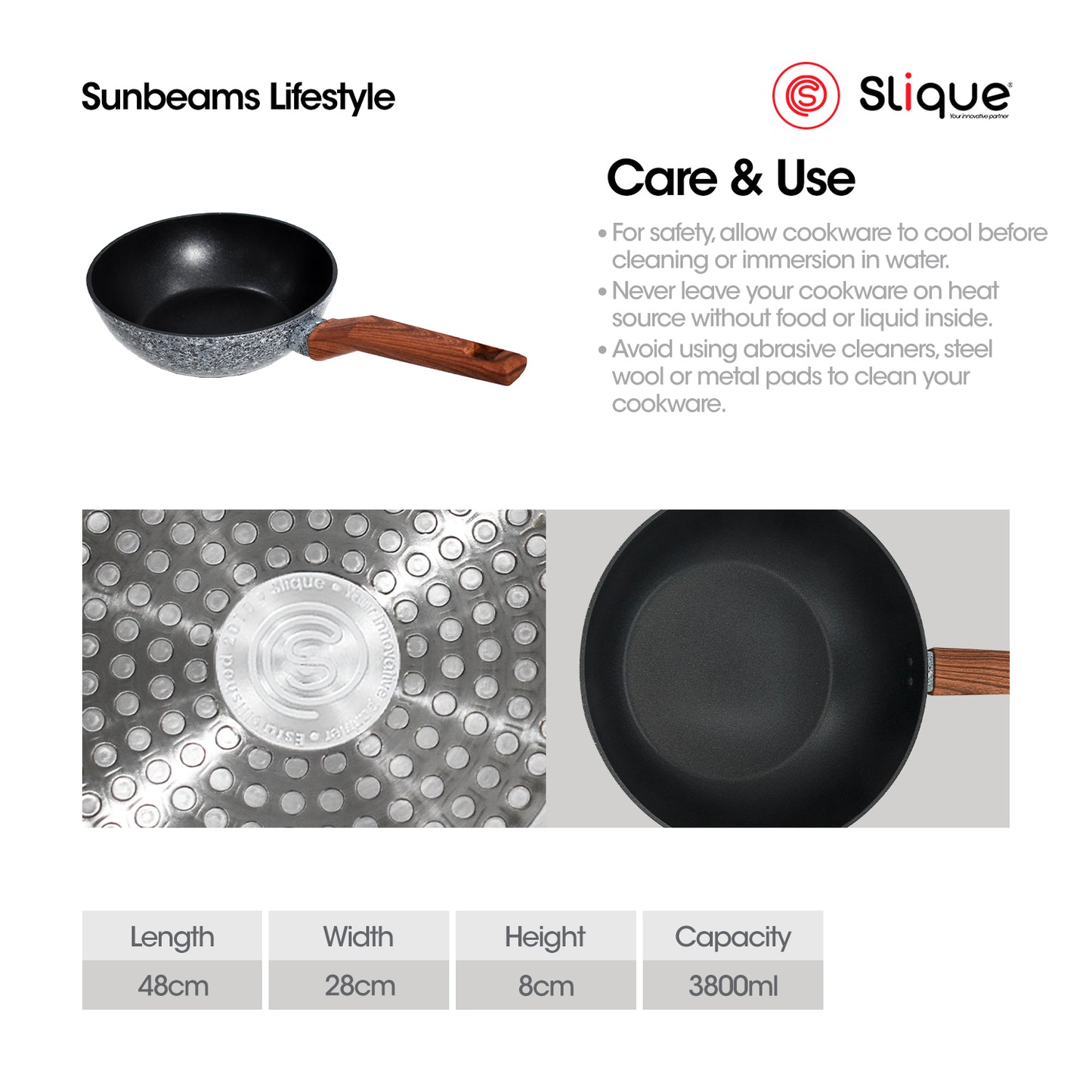 SLIQUE Premium Granite Wok Pan 20/24/28cm