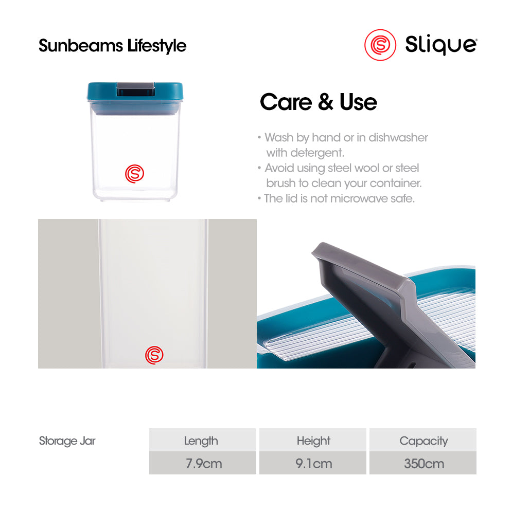 SLIQUE Premium PP Square Food Container 350ml (Aqua Green)