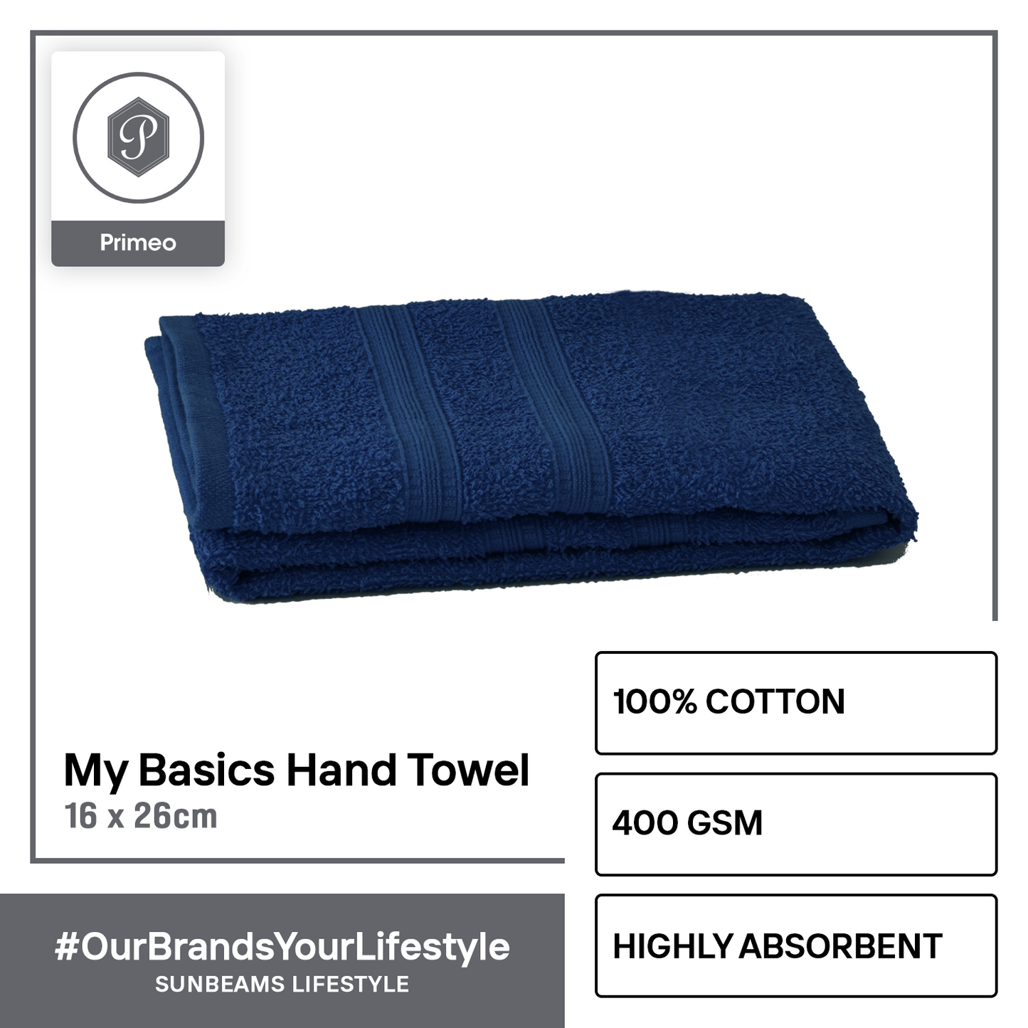 PRIMEO MY BASICS 100% Cotton Hand Towel