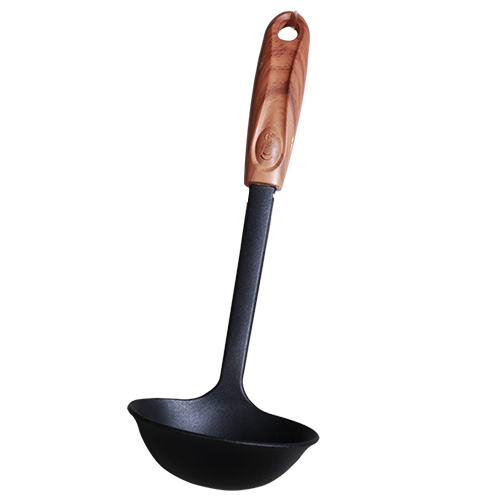 SLIQUE Wooden Nylon Kitchenware Cooking Ladle | Skimmer | Slotted Spoon | Egg Beater | Potato Smasher