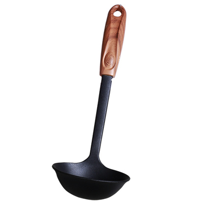 SLIQUE Wooden Nylon Kitchenware Cooking Ladle | Skimmer | Slotted Spoon | Egg Beater | Potato Smasher