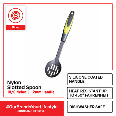 SLIQUE Nylon Kitchen Tools TPR Silicone Handle Spaghetti Slotted Spoon Turner Skimmer Ladle