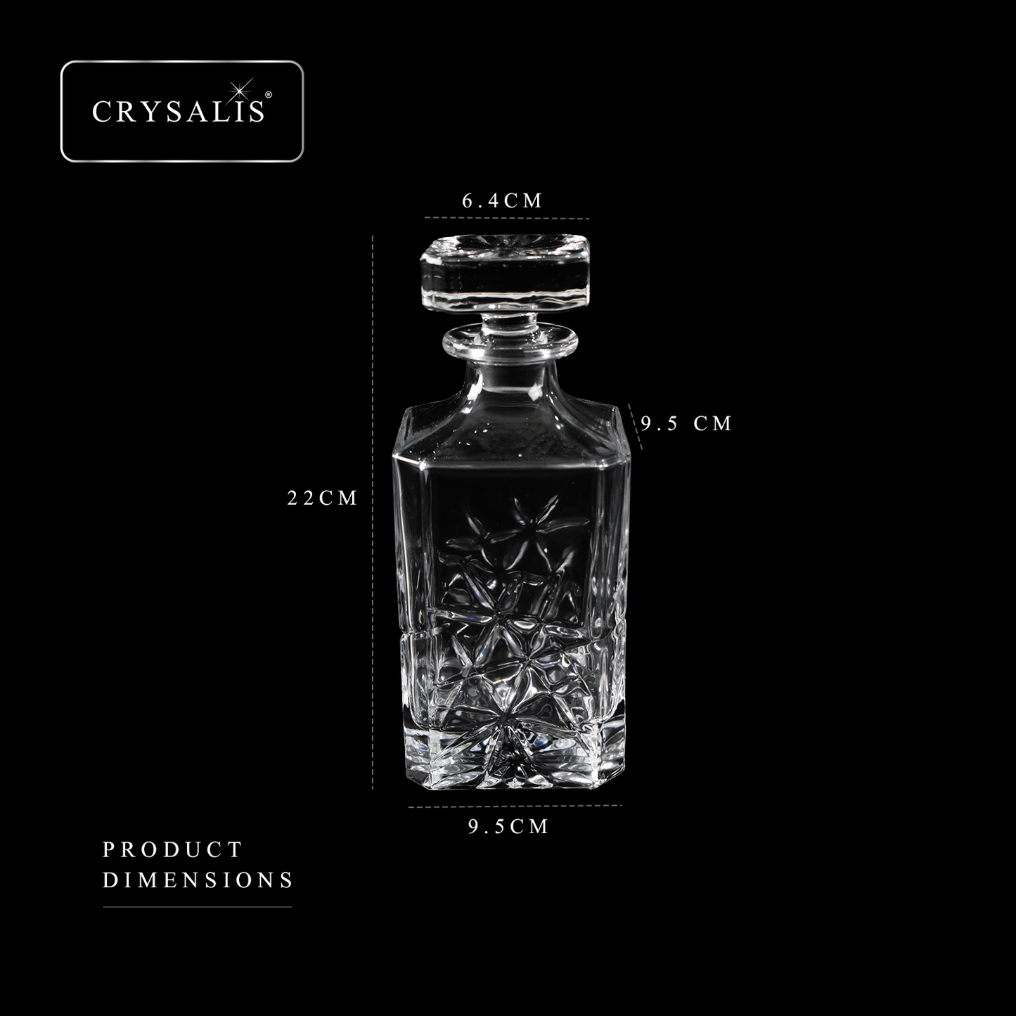 CRYSALIS Royalty Crystal Clear Glass Decanter 750ml