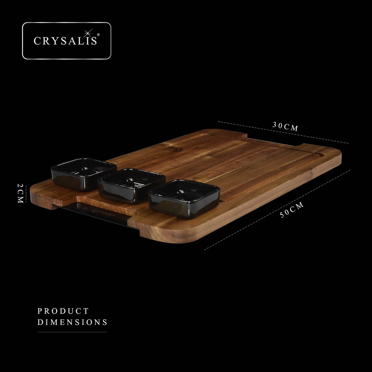 CRYSALIS Premium Serving Board [Set of 4] Charcuterie Tray - Acacia Wood