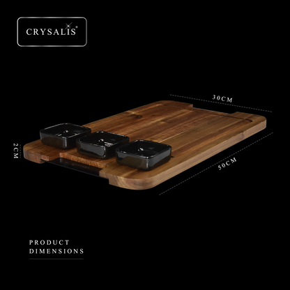 CRYSALIS Premium Serving Board [Set of 4] Charcuterie Tray - Acacia Wood