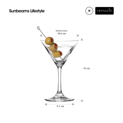 CRYSALIS Premium Martini Glass [Set of 2] Cocktail Glass 200ml | 6.76oz