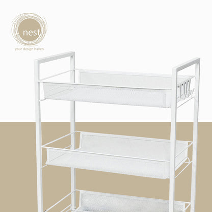 NEST DESIGN LAB Premium Narrow Kitchen Storage Trolley Cart - White