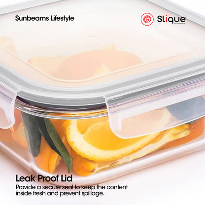 SLIQUE Premium Borosilicate Glass Food Container, Food Storage Dispensers, Glass Kitchen Organizer with Air-Tight Locking Lid Square/Rectangle 2pcs Jar Set 330/360/500/550/750/830/1700ml