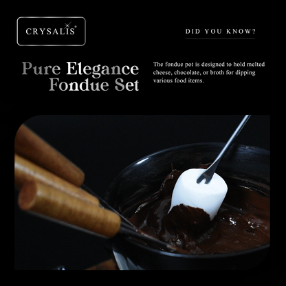 CRYSALIS Premium Fondue Set Chocolate Pot [Set of 11] - Acacia Wood